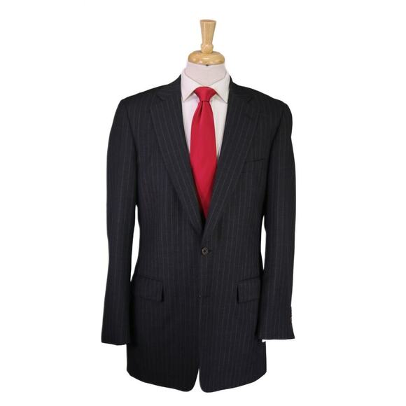 Paul Stuart Charcoal Gray Chalkstripe 2-Btn Super 110's Wool Suit 41XL - Picture 1 of 9